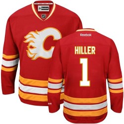Jonas Hiller Calgary Flames Reebok Authentic Red Third Jersey