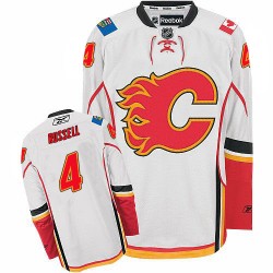 Kris Russell Calgary Flames Reebok Authentic White Away Jersey