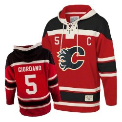 Mark Giordano Calgary Flames Premier Red Old Time Hockey Sawyer Hooded Sweatshirt Jersey