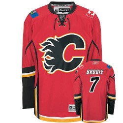 TJ Brodie Calgary Flames Reebok Authentic Red Home Jersey