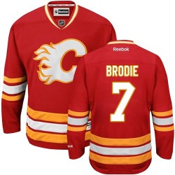TJ Brodie Calgary Flames Reebok Premier Red Third Jersey