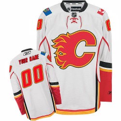 Reebok Calgary Flames Men's Customized Authentic White Away Jersey