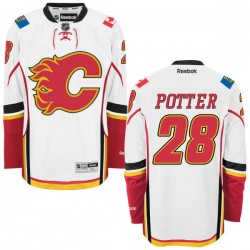 Corey Potter Calgary Flames Reebok Premier White Away Jersey