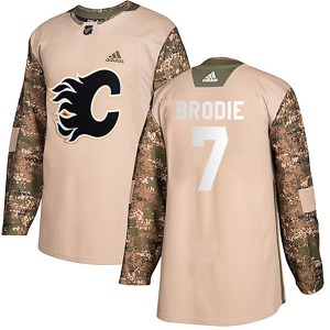 Youth T.J. Brodie Calgary Flames Adidas Authentic Camo Veterans Day Practice Jersey