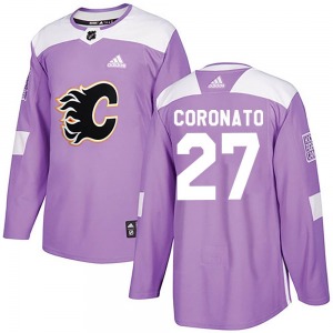 Matt Coronato Calgary Flames Adidas Authentic Purple Fights Cancer Practice Jersey