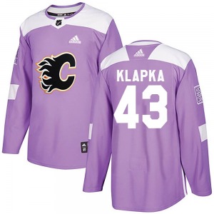 Adam Klapka Calgary Flames Adidas Authentic Purple Fights Cancer Practice Jersey