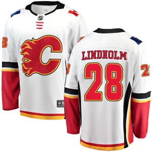 Youth Elias Lindholm Calgary Flames Fanatics Branded Breakaway White Away Jersey