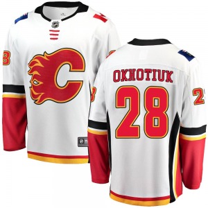 Youth Nikita Okhotiuk Calgary Flames Fanatics Branded Breakaway White Away Jersey