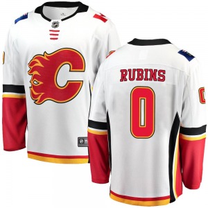 Youth Kristians Rubins Calgary Flames Fanatics Branded Breakaway White Away Jersey