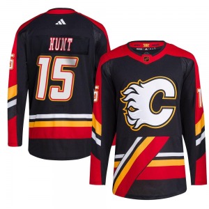 Dryden Hunt Calgary Flames Adidas Authentic Black Reverse Retro 2.0 Jersey