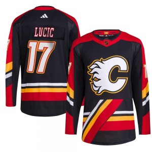 Milan Lucic Calgary Flames Adidas Authentic Black Reverse Retro 2.0 Jersey