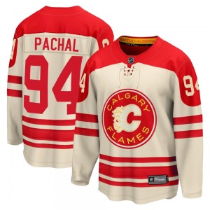 Youth Brayden Pachal Calgary Flames Fanatics Branded Premier Cream Breakaway 2023 Heritage Classic Jersey