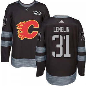 Youth Rejean Lemelin Calgary Flames Authentic Black 1917-2017 100th Anniversary Jersey
