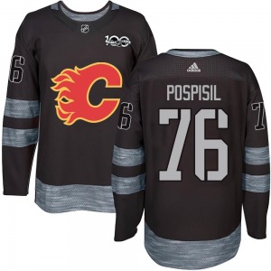 Youth Martin Pospisil Calgary Flames Authentic Black 1917-2017 100th Anniversary Jersey