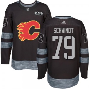Youth Cole Schwindt Calgary Flames Authentic Black 1917-2017 100th Anniversary Jersey