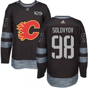 Youth Ilya Solovyov Calgary Flames Authentic Black 1917-2017 100th Anniversary Jersey