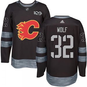 Youth Dustin Wolf Calgary Flames Authentic Black 1917-2017 100th Anniversary Jersey