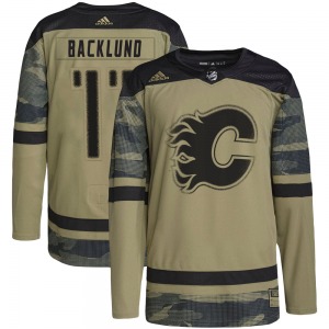 Youth Mikael Backlund Calgary Flames Adidas Authentic Camo Military Appreciation Practice Jersey