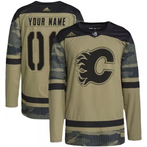 Youth Custom Calgary Flames Adidas Authentic Camo Custom Military Appreciation Practice Jersey