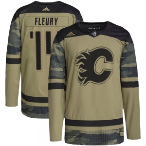 Youth Theoren Fleury Calgary Flames Adidas Authentic Camo Military Appreciation Practice Jersey