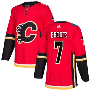 T.J. Brodie Calgary Flames Adidas Authentic Red Home Jersey