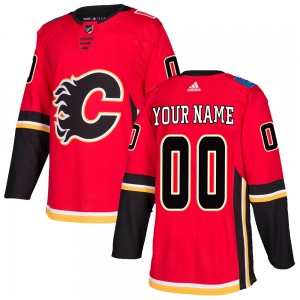 Custom Calgary Flames Adidas Authentic Red Custom Home Jersey