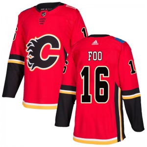 Spencer Foo Calgary Flames Adidas Authentic Red Home Jersey