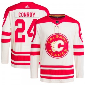Youth Craig Conroy Calgary Flames Adidas Authentic Cream 2023 Heritage Classic Primegreen Jersey