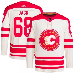 Youth Jaromir Jagr Calgary Flames Adidas Authentic Cream 2023 Heritage Classic Primegreen Jersey