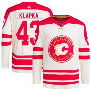 Youth Adam Klapka Calgary Flames Adidas Authentic Cream 2023 Heritage Classic Primegreen Jersey