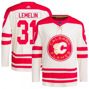 Youth Rejean Lemelin Calgary Flames Adidas Authentic Cream 2023 Heritage Classic Primegreen Jersey