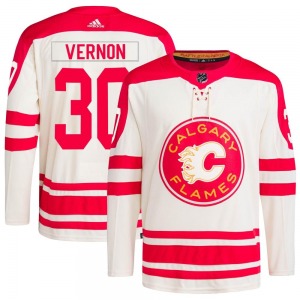 Youth Mike Vernon Calgary Flames Adidas Authentic Cream 2023 Heritage Classic Primegreen Jersey