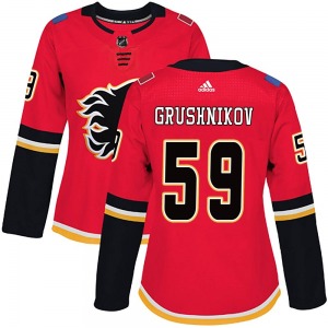 Women's Artem Grushnikov Calgary Flames Adidas Authentic Red Home Jersey