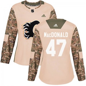 Women's Andrew MacDonald Calgary Flames Adidas Authentic Camo Veterans Day Practice Jersey