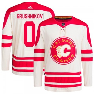 Artem Grushnikov Calgary Flames Adidas Authentic Cream 2023 Heritage Classic Primegreen Jersey