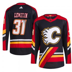 Youth Rejean Lemelin Calgary Flames Adidas Authentic Black Reverse Retro 2.0 Jersey