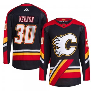 Youth Mike Vernon Calgary Flames Adidas Authentic Black Reverse Retro 2.0 Jersey