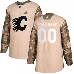 Custom Calgary Flames Adidas Authentic Camo Custom Veterans Day Practice Jersey