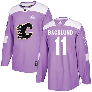 Youth Mikael Backlund Calgary Flames Adidas Authentic Purple Fights Cancer Practice Jersey