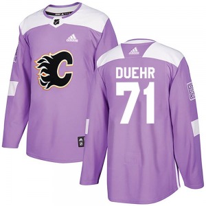 Youth Walker Duehr Calgary Flames Adidas Authentic Purple Fights Cancer Practice Jersey