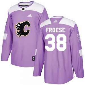 Youth Byron Froese Calgary Flames Adidas Authentic Purple ized Fights Cancer Practice Jersey