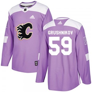 Youth Artem Grushnikov Calgary Flames Adidas Authentic Purple Fights Cancer Practice Jersey