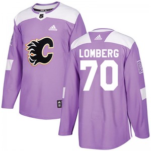 Youth Ryan Lomberg Calgary Flames Adidas Authentic Purple Fights Cancer Practice Jersey