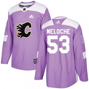 Youth Nicolas Meloche Calgary Flames Adidas Authentic Purple Fights Cancer Practice Jersey