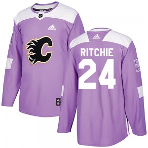Youth Brett Ritchie Calgary Flames Adidas Authentic Purple Fights Cancer Practice Jersey