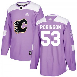 Youth Buddy Robinson Calgary Flames Adidas Authentic Purple Fights Cancer Practice Jersey