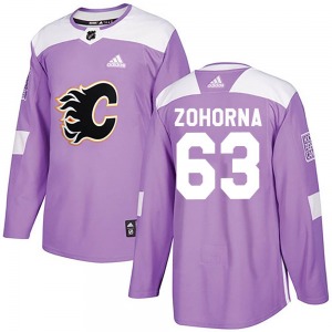 Youth Radim Zohorna Calgary Flames Adidas Authentic Purple Fights Cancer Practice Jersey