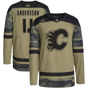 Rasmus Andersson Calgary Flames Adidas Authentic Camo Military Appreciation Practice Jersey