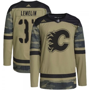Rejean Lemelin Calgary Flames Adidas Authentic Camo Military Appreciation Practice Jersey