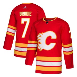 Youth T.J. Brodie Calgary Flames Adidas Authentic Red Alternate Jersey